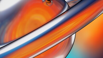 Wall Mural - Red, orange, metallic model of Saturn like modern art abstract, dramatic, passionate, luxurious, modern 3D rendering graphic design elemental background material