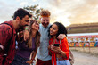 © bernardbodo - Group of hipster people enjoying on festival event