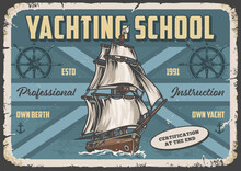 Yachting School Poster Vintage Colorful