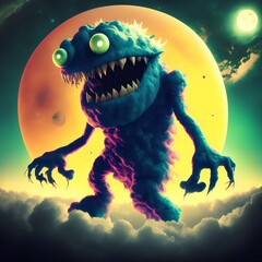 Canvas Print - Monster from Outer Space, Generative AI Illustration