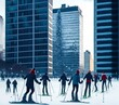 People Skiing on Ice, Generative AI Illustration