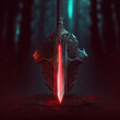 © Rudsaphon - Fantasy Red Sword,Fantasy Weapons.Generative Ai