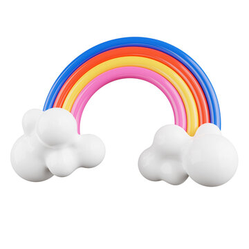 3d rendering of rainbow with cloud.