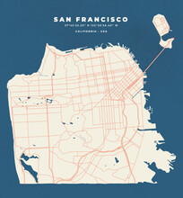 San Francisco California Map Vector Poster Flyer