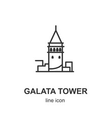 Canvas Print - Turkish Galata Tower Sign Black Thin Line Icon Emblem Concept. Vector illustration of Architecture Istanbul Landmark