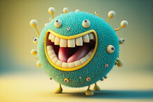 Ai Generated Fantasy Illustration Of Blue Virus Character With Happy Face