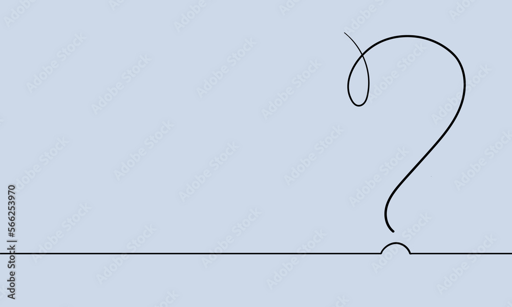Question mark line art drawing on blue background. Question mark ...