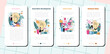 Idea mobile application banner set. Creative innovations or solutions