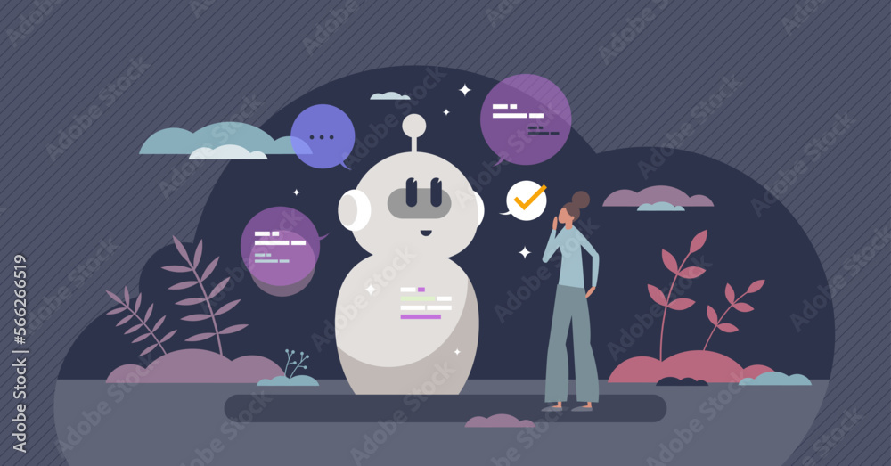 Chatbot answering user prompts with AI communication tiny person ...