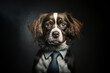 © ADDICTIVE STOCK - Generative AI illustration anthropomorphic portrait of cute purebred dog in tie