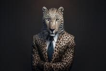 Generative AI Of Leopard In Suit