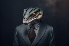 Generative AI Of Lizard In Suit