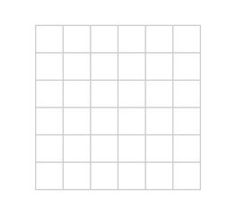 Wall Mural - Vector isolated 6x6 light pale barely noticeable gray grid with square cells template stencil  colorless black and white contour line easy drawing