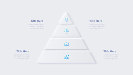 Leinwandbilder - Neumorphic infographic pyramid. Business data visualization with 4 options. Concept of development process