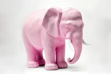 Pink Marble Elephant Isolated On White Background