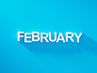 Wall Mural - february text word on blue background with soft shadows, calendar background