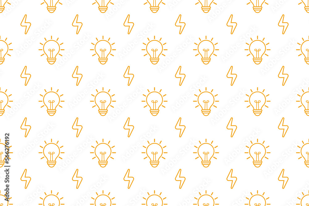 Light bulb electricity seamless pattern on white background vector ...