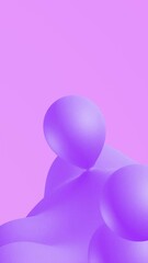 Wall Mural - 3D Animation - Abstract background of looping animated fluid purple shapes on a pink background in vertical format composition.