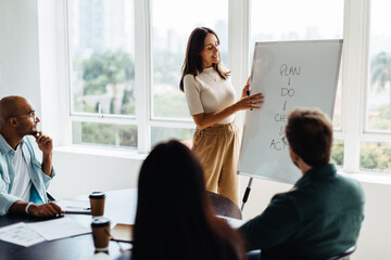Poster - Business woman giving a presentation in a meeting