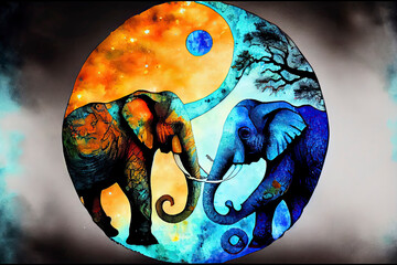 Poster - watercolor animal, watercolor elephant, watercolor art, painting