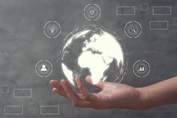 Poster - The concept of linking information in the online world, searching for ideas, expanding business ideas.