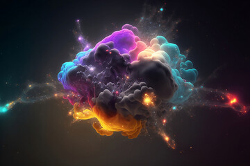 Wall Mural - colorful explosion energy on black background