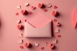 An envelope surrounded by hearts with a love motif, valentine's day, generative ai