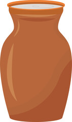 Poster - Clay vessel semi flat color raster element. Full sized object on white. Jug with beverage. Earthenware crockery simple cartoon style illustration for web graphic design and animation