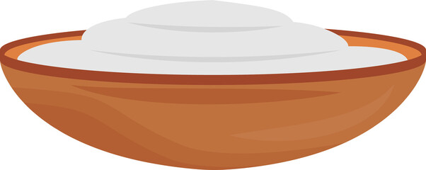 Poster - Clay bowl with rice semi flat color raster element. Full sized object on white. Tasty dish. Earthenware crockery simple cartoon style illustration for web graphic design and animation