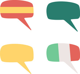 Poster - Greeting words in different languages semi flat color raster speech bubble set. Simple cartoon style illustration pack for web graphic design and animation