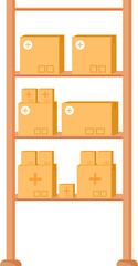 Poster - Shelves with medical equipment semi flat color raster element. Full sized object on white. Medical storage at hospital simple cartoon style illustration for web graphic design and animation