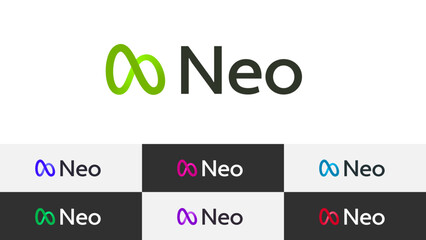 Fototapete - Infinity Abstract Letter N Logo Minimal Linear Gradient Overlapping Loop with Editable Text and Easy to Customize Color Swatches Includes 7 Color Variations