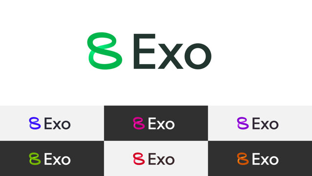 Infinity Abstract Letter E Logo Minimal Linear Gradient Overlapping Loop with Editable Text and Easy to Customize Color Swatches Includes 7 Color Variations