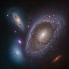 Wall Mural - generative ai illustration of planets and shining stars galaxy in space. universe galaxy nebula star