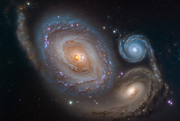 Wall Mural - generative ai illustration of planets and shining stars galaxy in space. universe galaxy nebula star