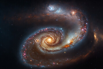 Wall Mural - generative ai illustration of planets and shining stars galaxy in space. universe galaxy nebula star
