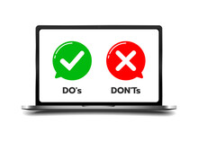 Green Tick Symbol And Red Cross Sign. Do's Don'ts Icon Vector Desing. No4