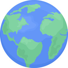 Poster - spherical earth model semi flat color raster object. 3d visualisation of planet. full sized item on 