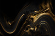 Plain black gold smooth marble background made with Generative AI technology