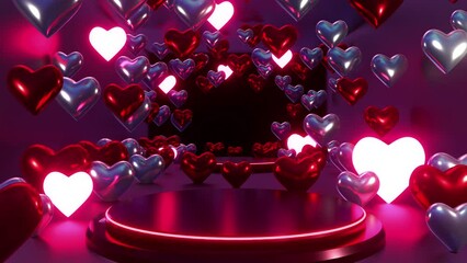 Wall Mural - Valentine Neon Heart Background Loop