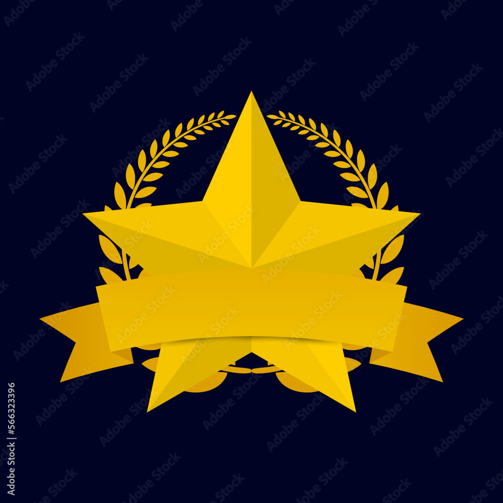 Gold star award with shiny ribbon Stock Vector | Adobe Stock