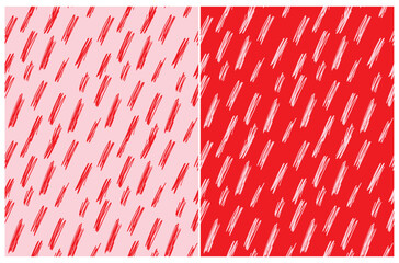 Wall Mural - Abstract Seamless Vector Patterns. Freehand Brush Spots Isolated on a Red and Light Pink Background. Simple Irregular Geometric Print ideal for Fabric, Textile, Wrapping Paper.Abstract Scribles Print.