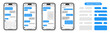 Message smartphone template. Message bubbles chat on smartphone icons. Phone chatting sms template bubbles. Place your own text - stock vector.