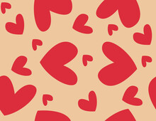Illustration Of Seamless Patern Red Heart. For Printing On Postcards, Tablecloth, Gift Paper.
