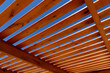 Textura de maderas en perspectiva y color azul cielo. Construcciones.