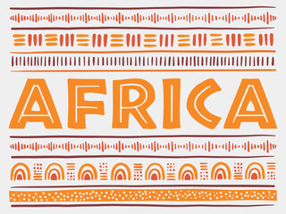 africa concept. stylised african pattern on light background. ethnic and tribal motifs. hand drawn. 