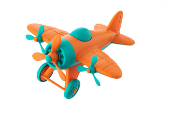 Canvas Print - Color plastic airplane toy for kids isolated on white background