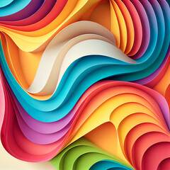 Poster - abstract colorful wavy background, ai generation