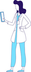 Canvas Print - Doctor holding tablet semi flat color raster character. Standing figure. Full body person on white. Medical worker simple cartoon style illustration for web graphic design and animation