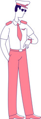 Poster - Pilot watching time semi flat color raster character. Standing figure. Full body person on white. Professional aviator simple cartoon style illustration for web graphic design and animation